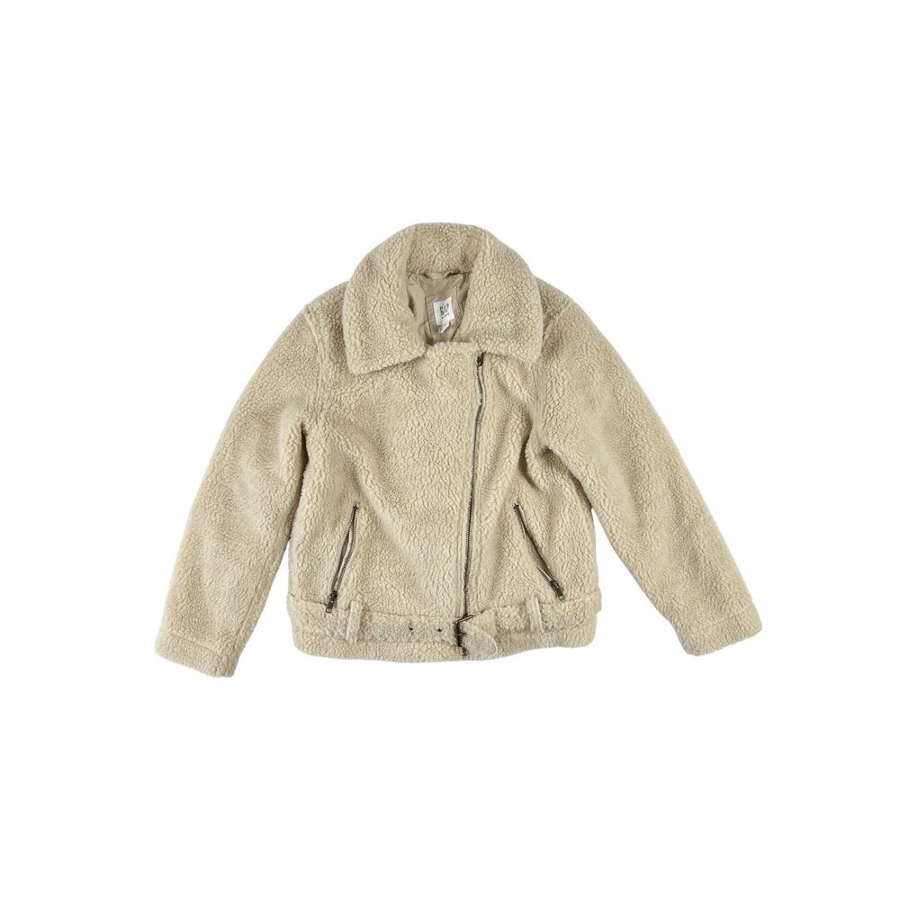 Gap Kids Sherpa Fleece Moto Teddy Jacket Cream Size XL 12